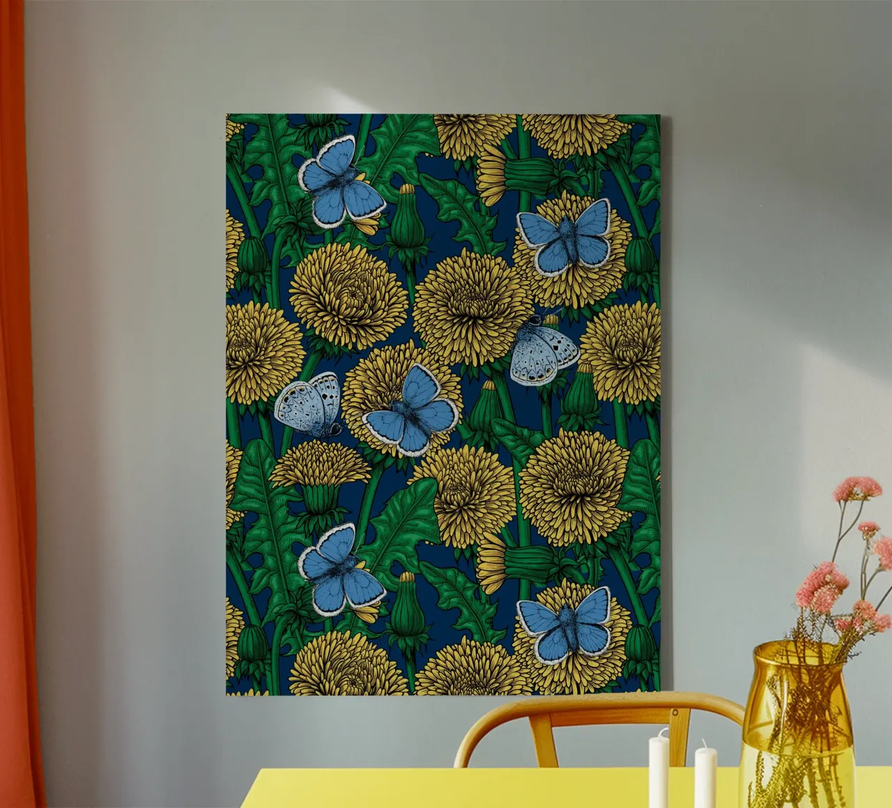 Paardenbloem canvas met Baklijst van Painted Nature