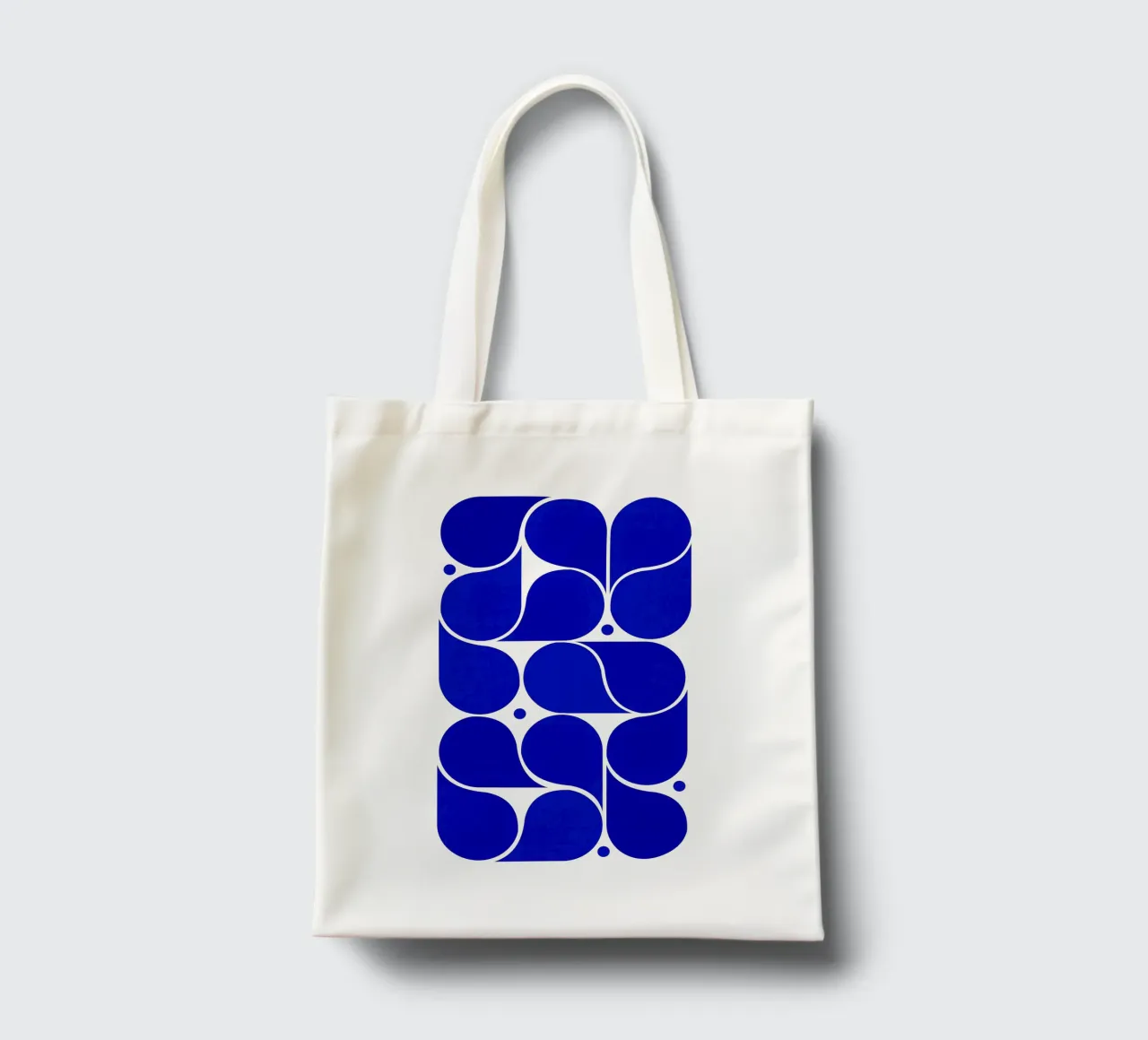 Mid-Century Modern Abstract Geometric Print - Blue borsa in juta da showmemars
