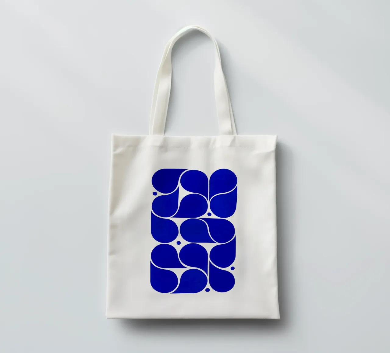 Mid-Century Modern Abstract Geometric Print - Blue borsa in juta da showmemars