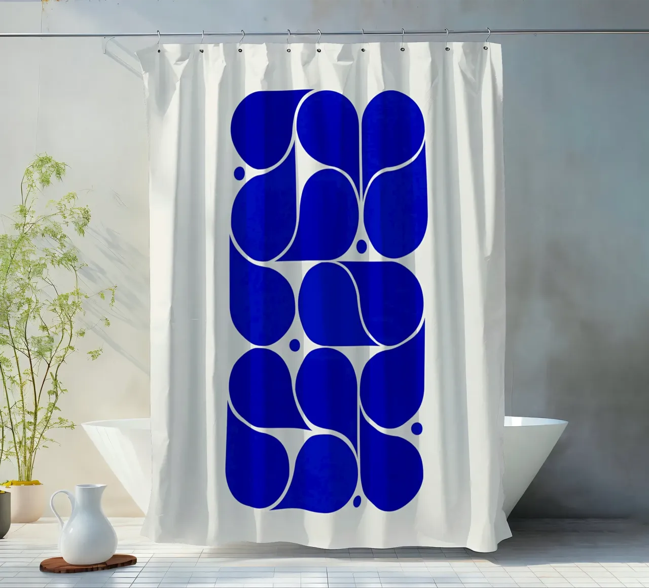 Mid-Century Modern Abstract Geometric Print - Blue shower curtain by showmemars