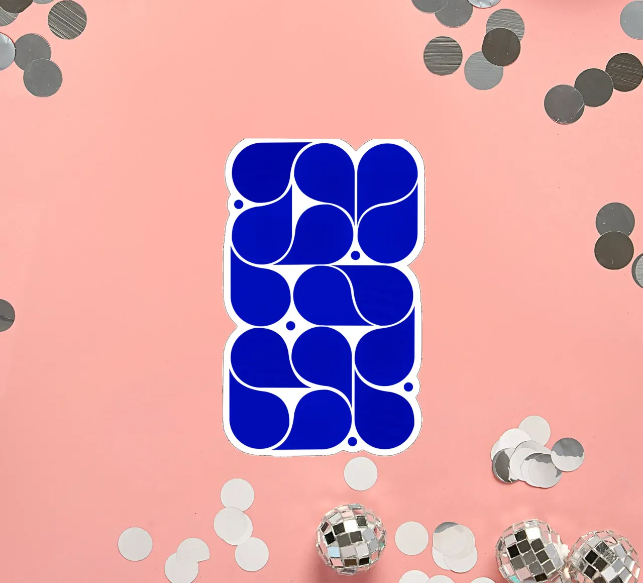 Mid-Century Modern Abstract Geometric Print - Blue sticker by showmemars