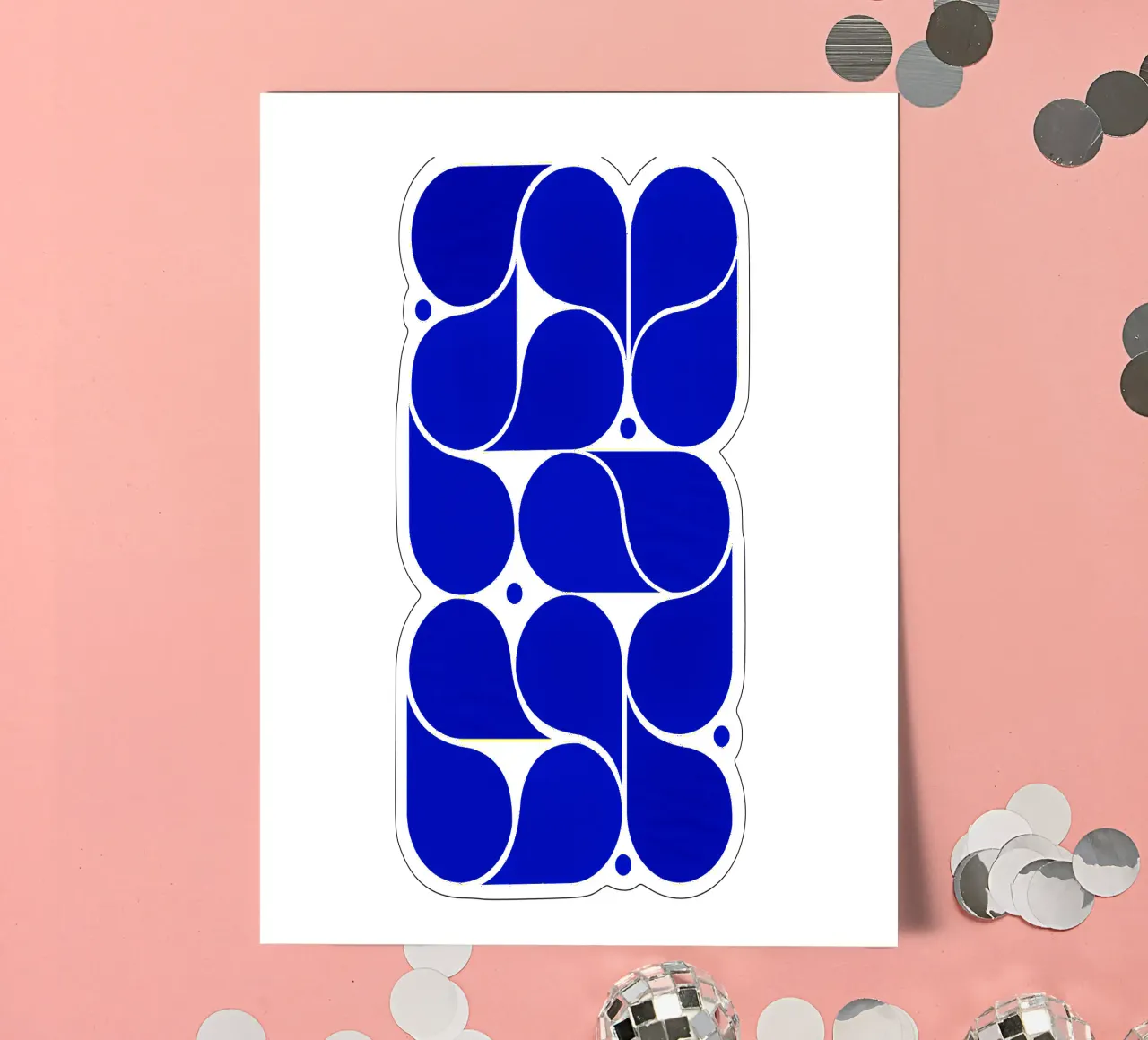 Mid-Century Modern Abstract Geometric Print - Blue stickervel van showmemars