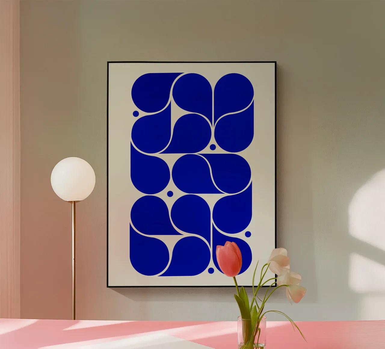 Mid-Century Modern Abstract Geometric Print - Blue metacrilato de showmemars