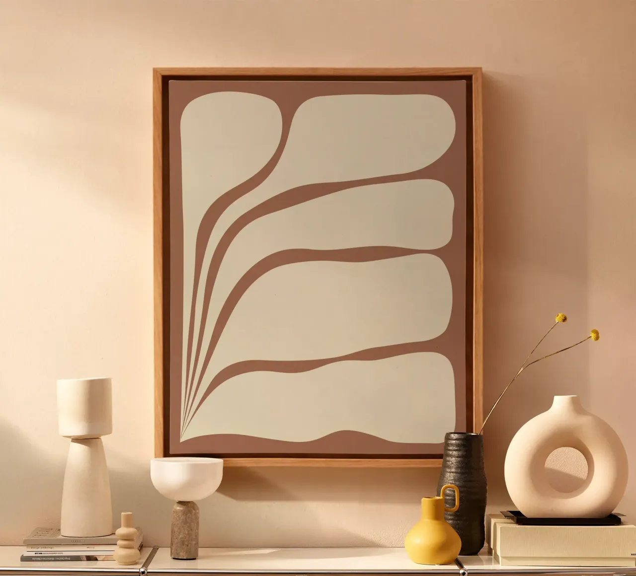 Five Leaf Plant Inspired by Color of the Year 2025 canvas with Floater frame by Alisa Galitsyna