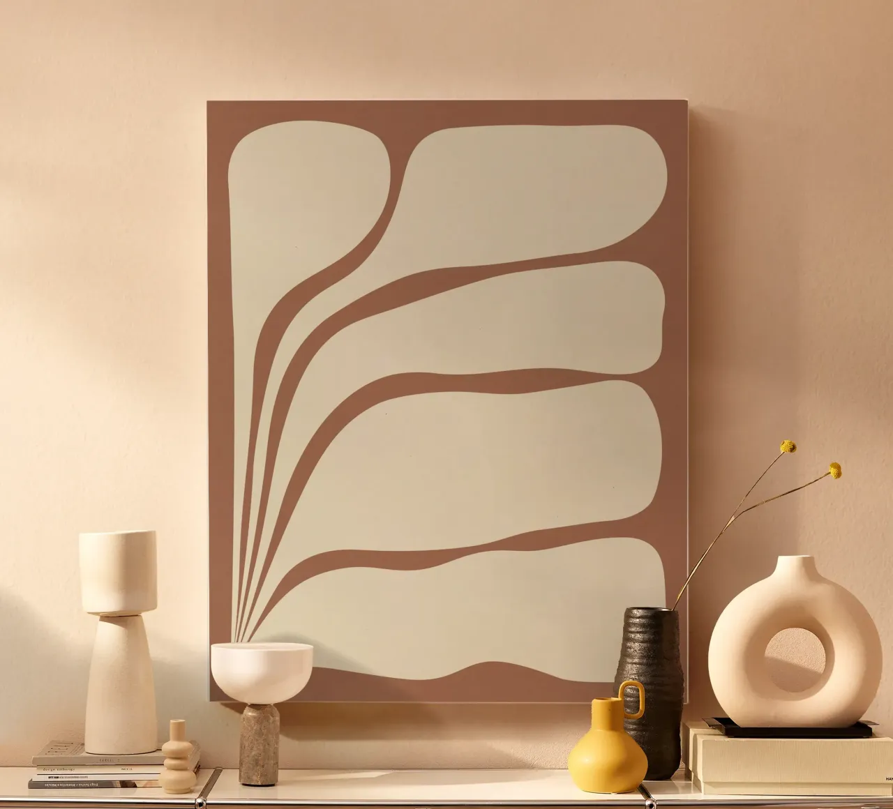 Five Leaf Plant Inspired by Color of the Year 2025 canvas with Floater frame by Alisa Galitsyna