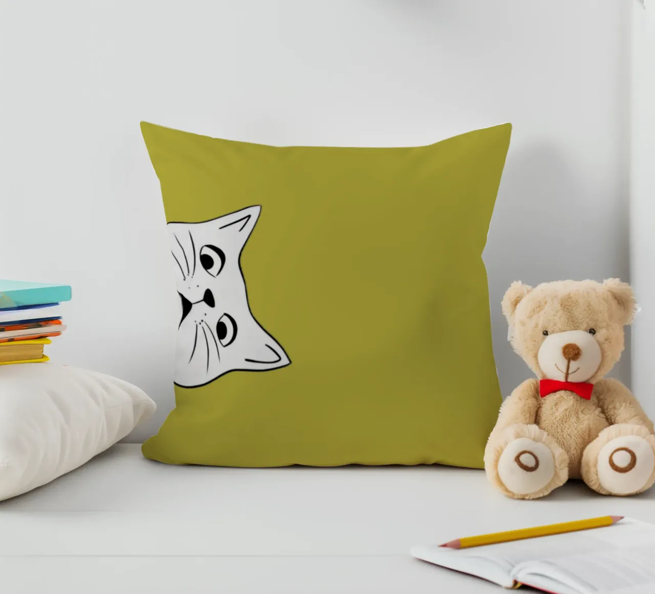 Gatto bianco Ii cuscino da catsforyou