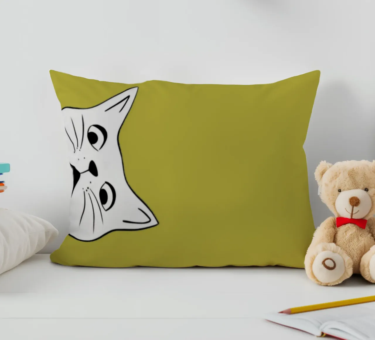 Gatto bianco Ii cuscino da catsforyou