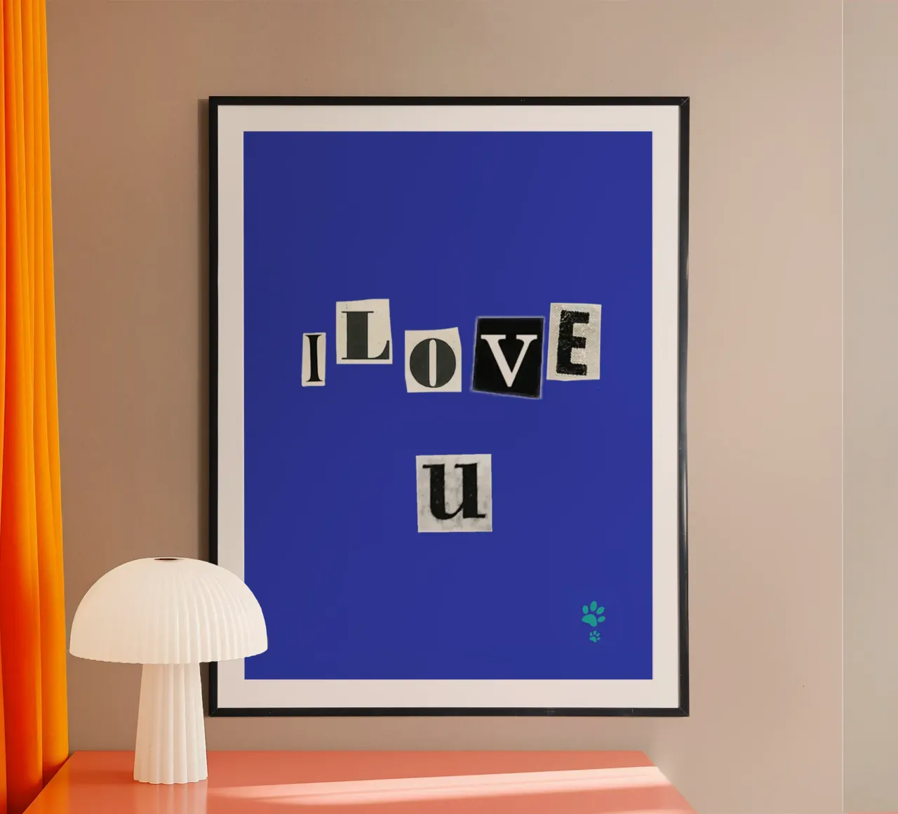 Ti amo poster con telaio in legno da catsforyou