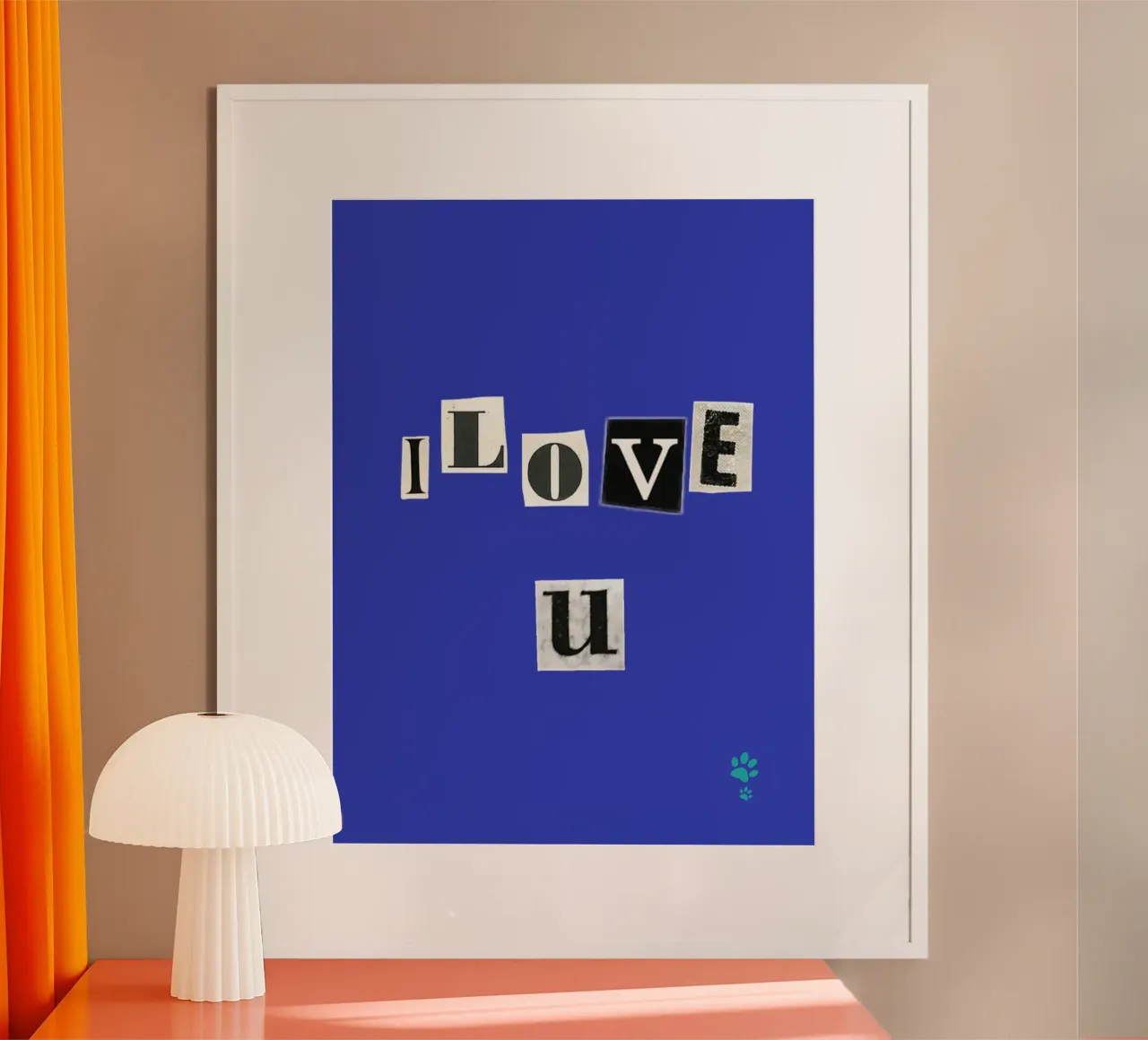 Ti amo poster con telaio in legno da catsforyou