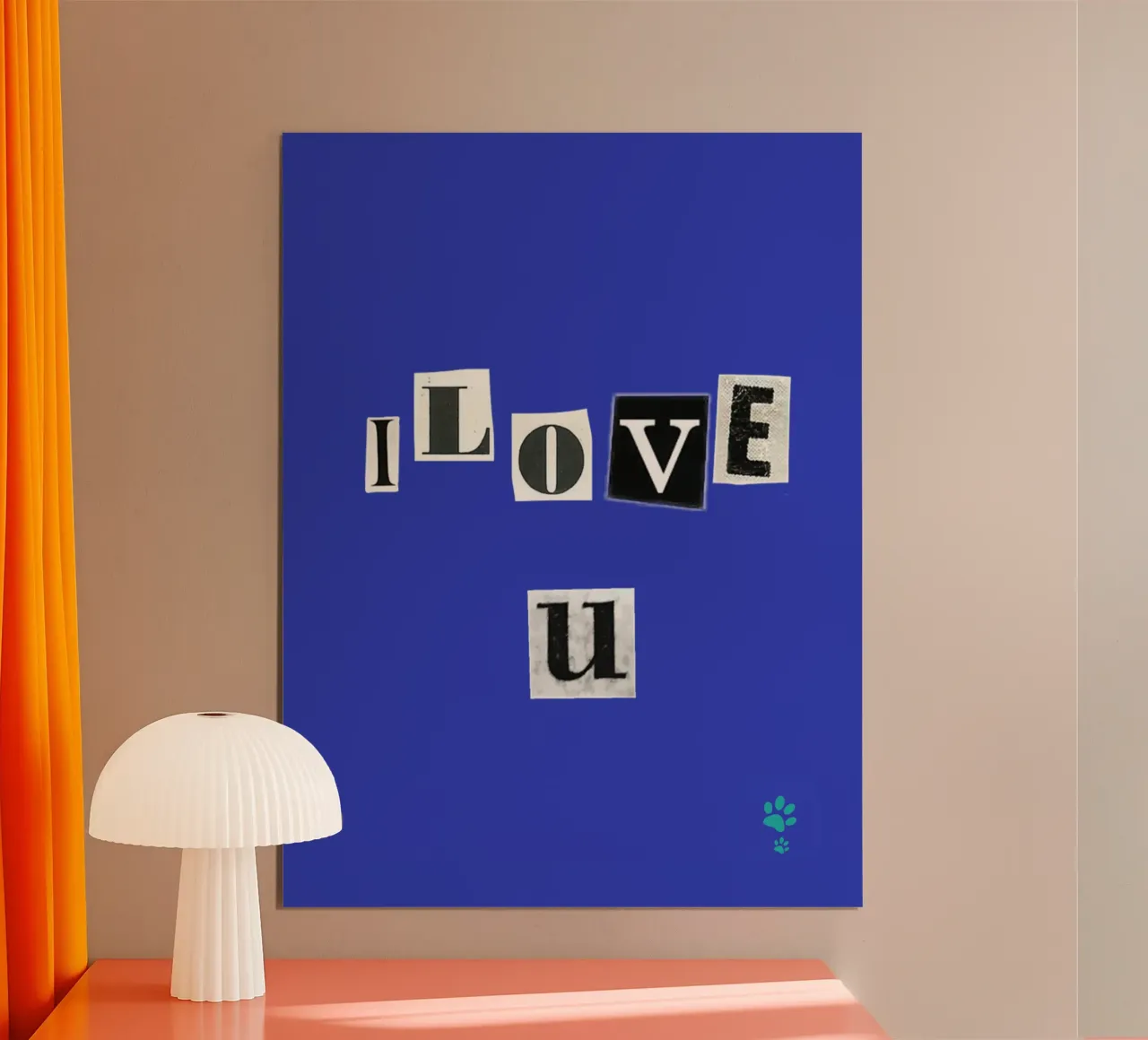 Ti amo poster con telaio in legno da catsforyou