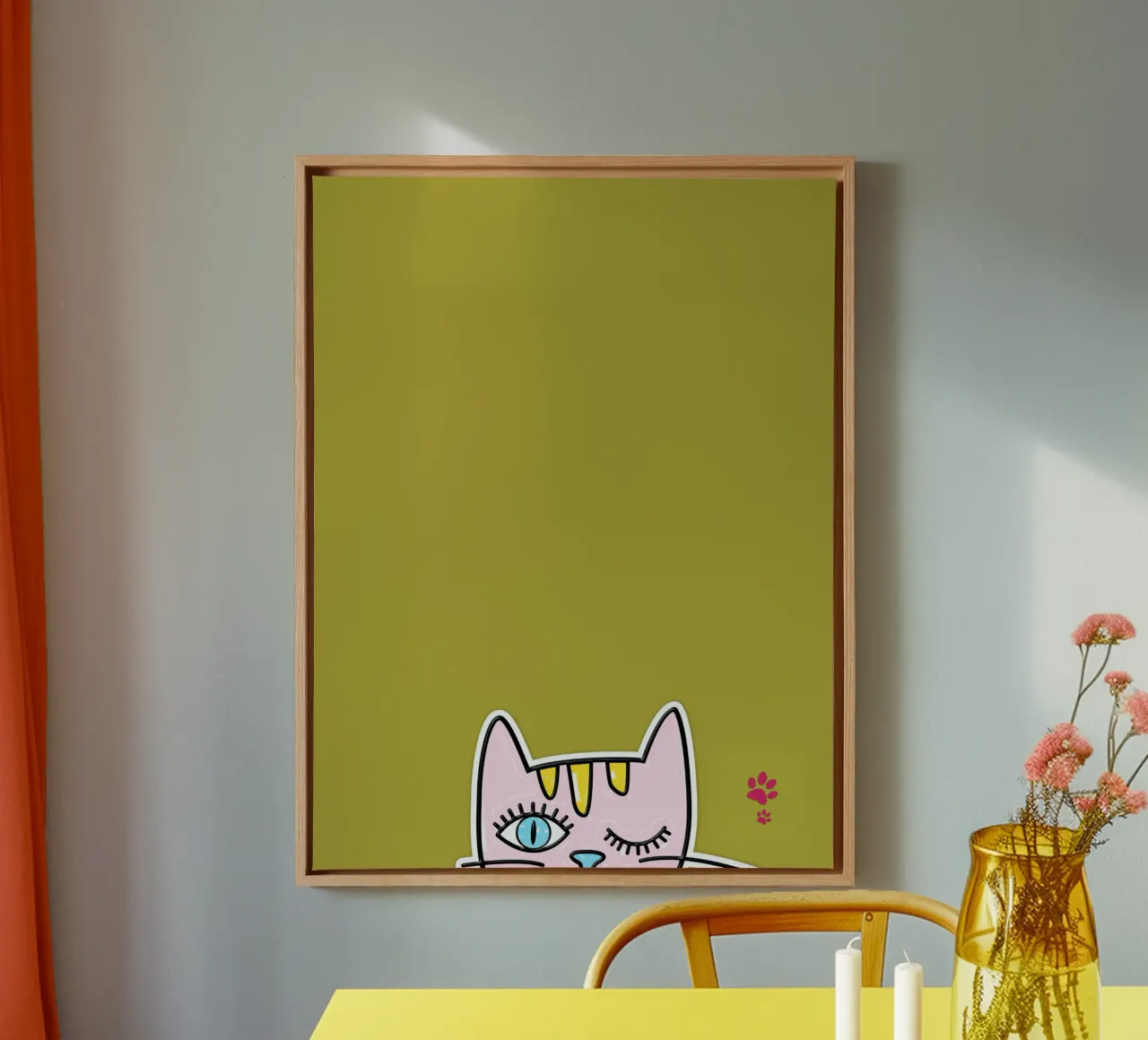 Gatto con gli occhi blu tela con Cornice a cassetta da catsforyou