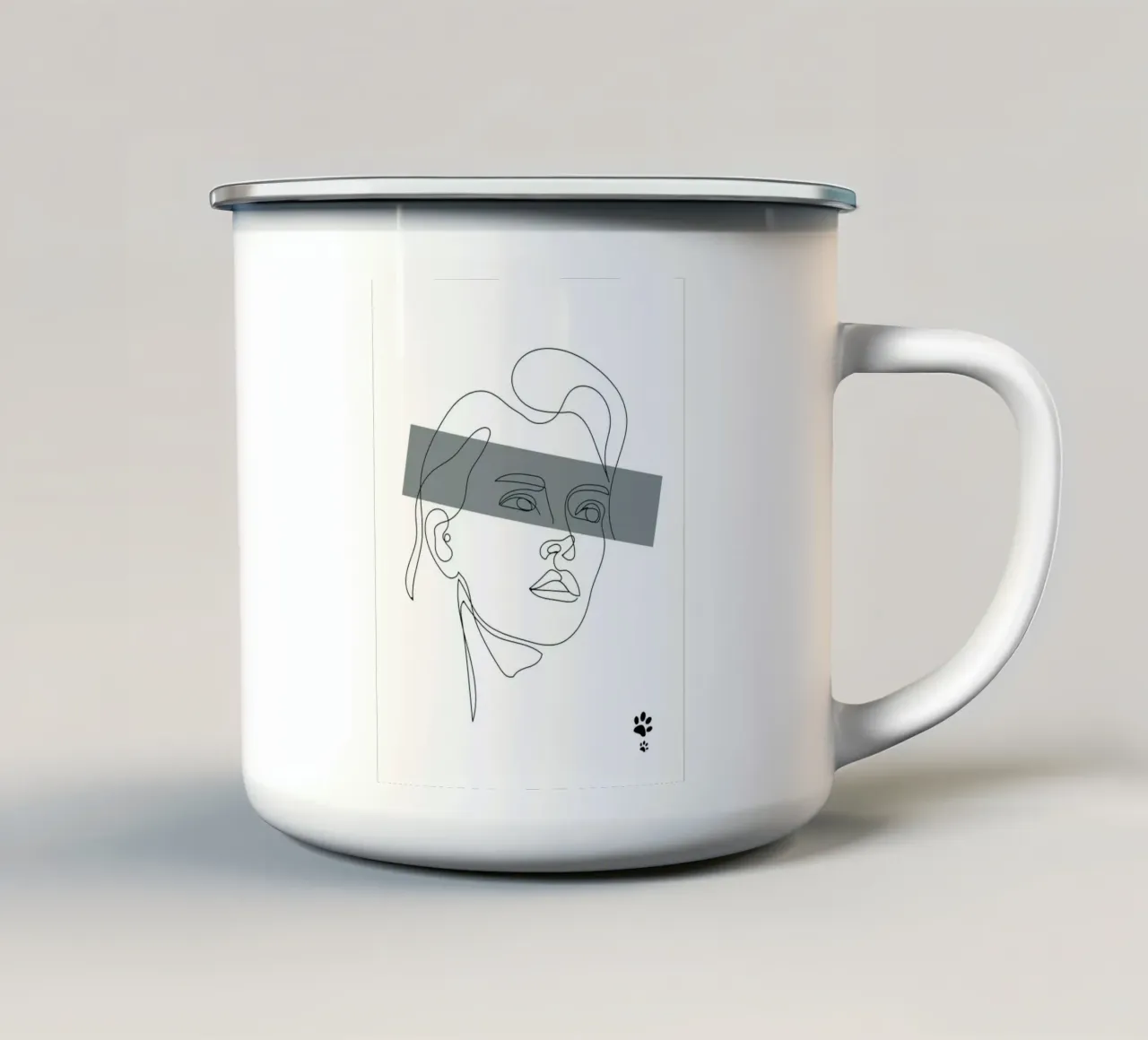 Ritratto di donna tazza in smalto da catsforyou