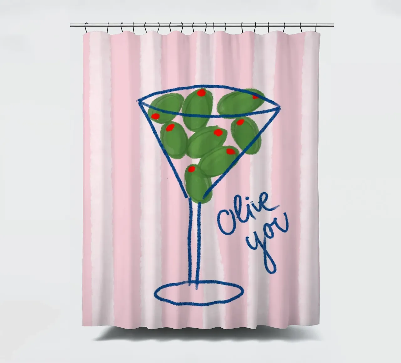 olive you shower curtain by designlenamarie