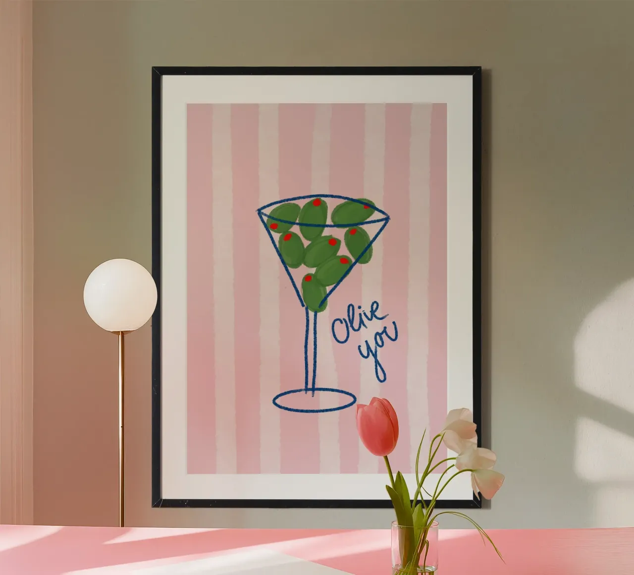 olive you poster con telaio in plastica da designlenamarie