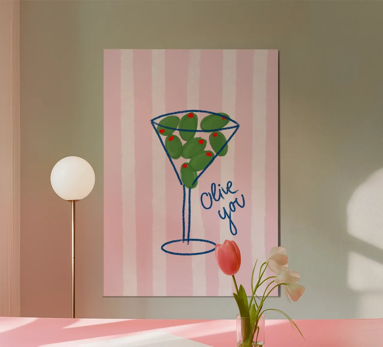 olive you poster con telaio in plastica da designlenamarie