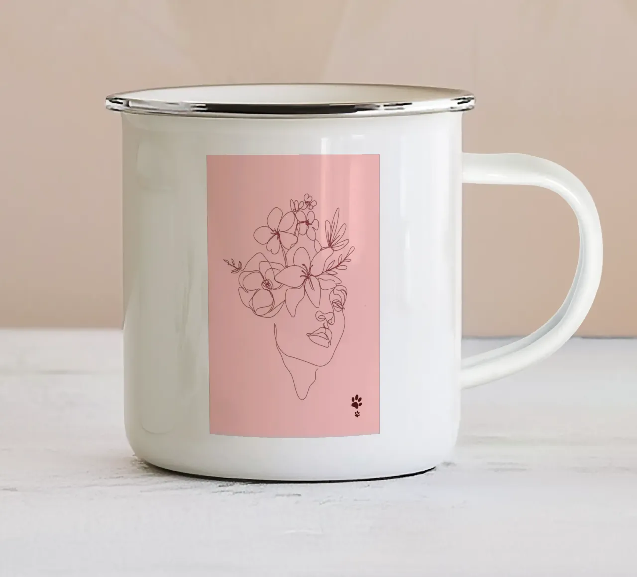 Fiori nella testa tazza in smalto da catsforyou