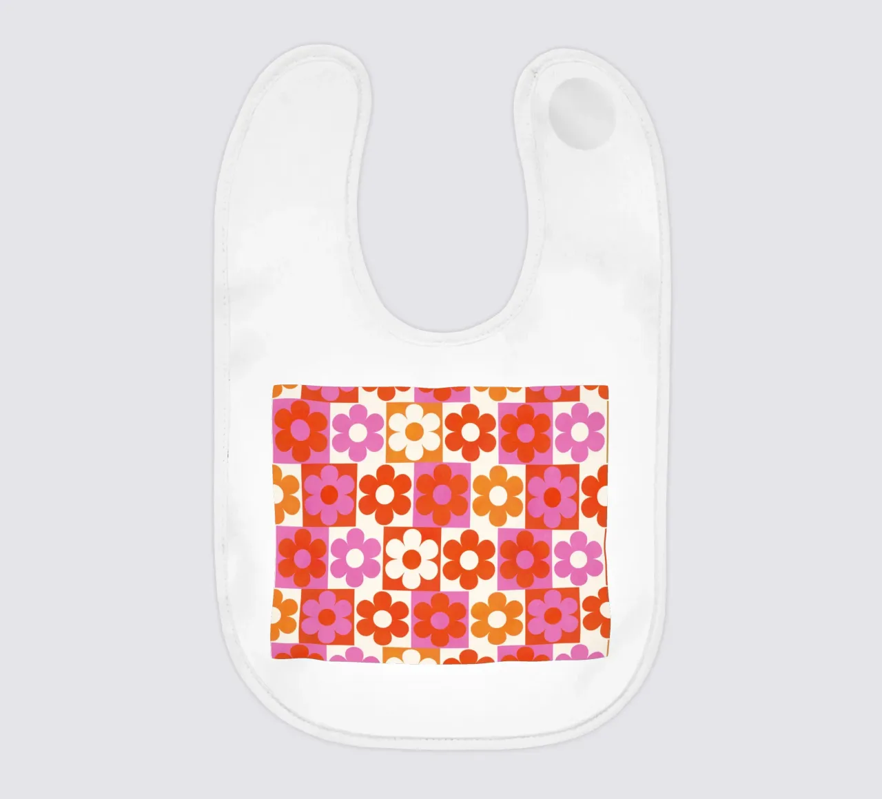 Retro 70s Daisy Pattern Art Print - Pink and Orange bavaglino da showmemars