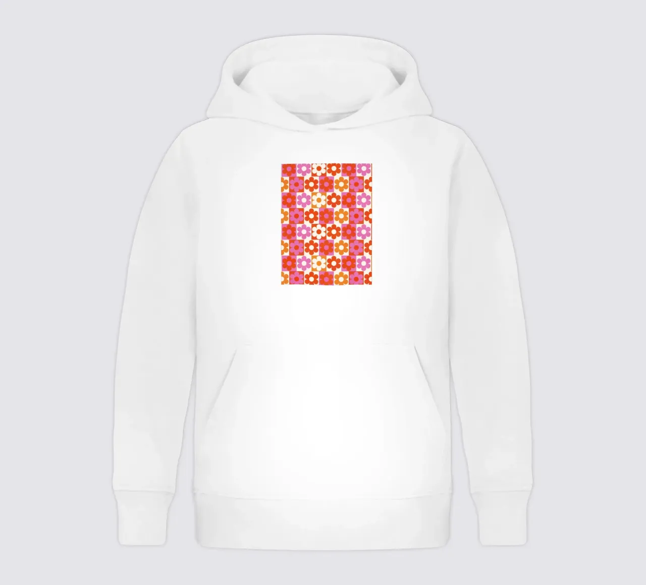 Retro 70s Daisy Pattern Art Print - Pink and Orange felpa bambino con cappuccio da showmemars