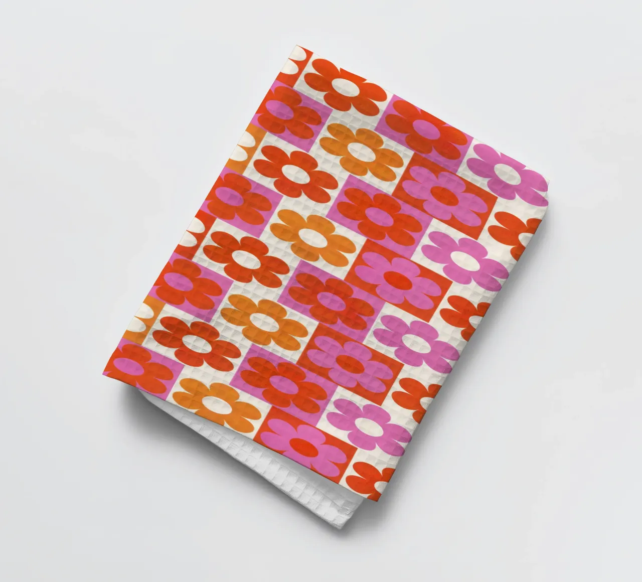 Retro 70s Daisy Pattern Art Print - Pink and Orange canovaccio da cucina da showmemars