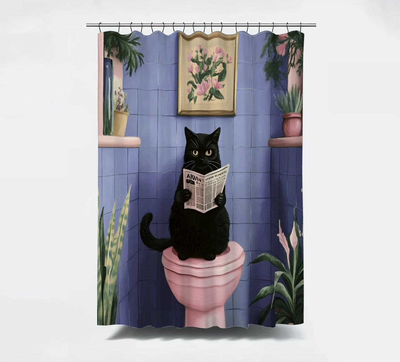 Katze auf einer Toilette Duschvorhang von catsforyou