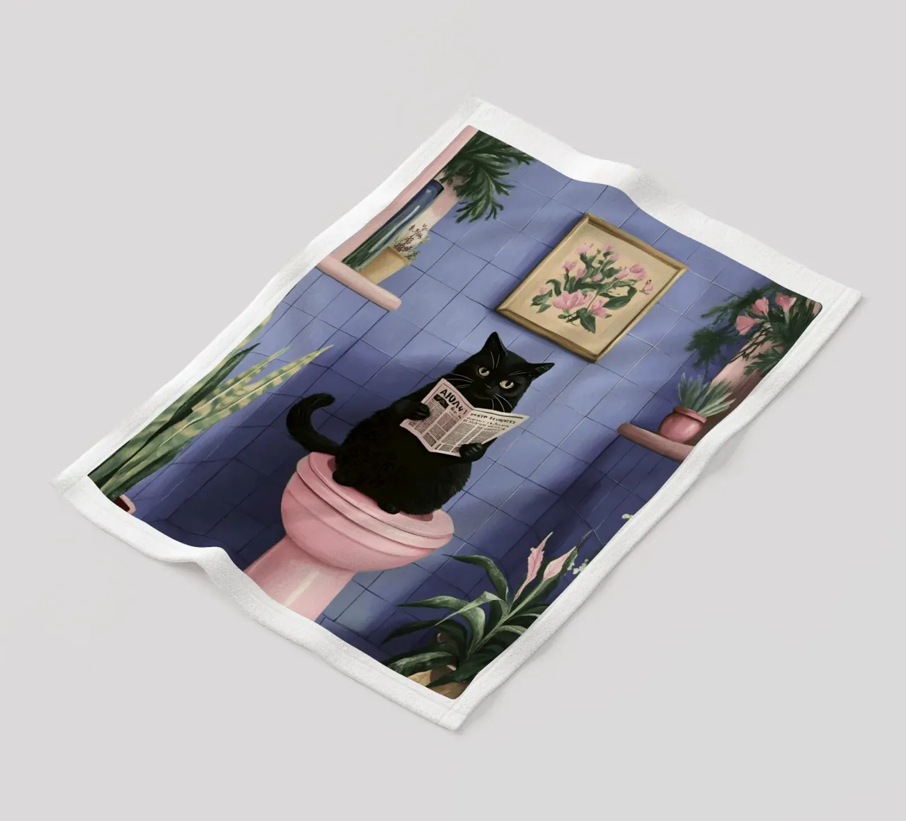 Cat On A Toilet fleece blanket by catsforyou