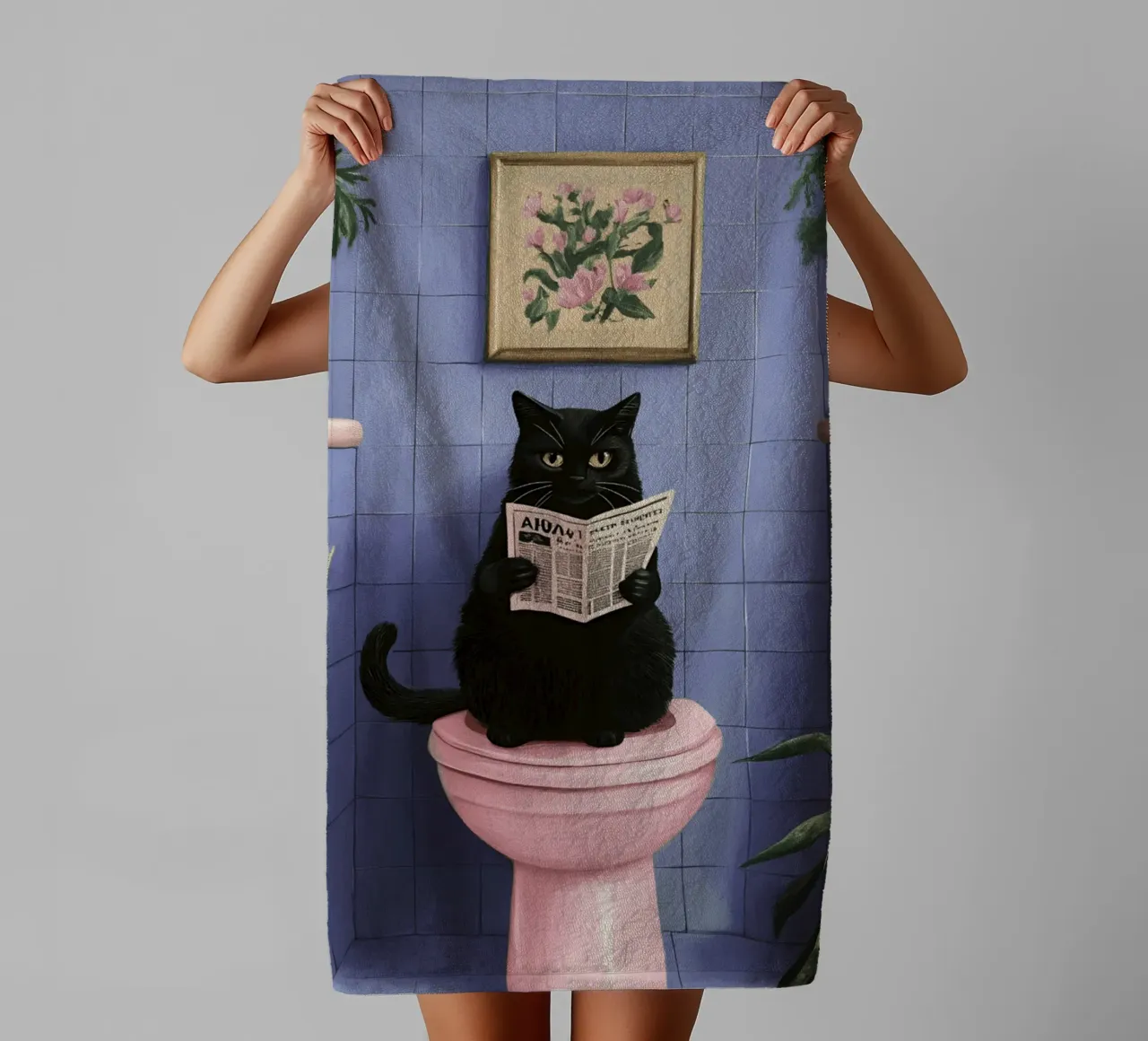 Katze auf einer Toilette Handtuch von catsforyou