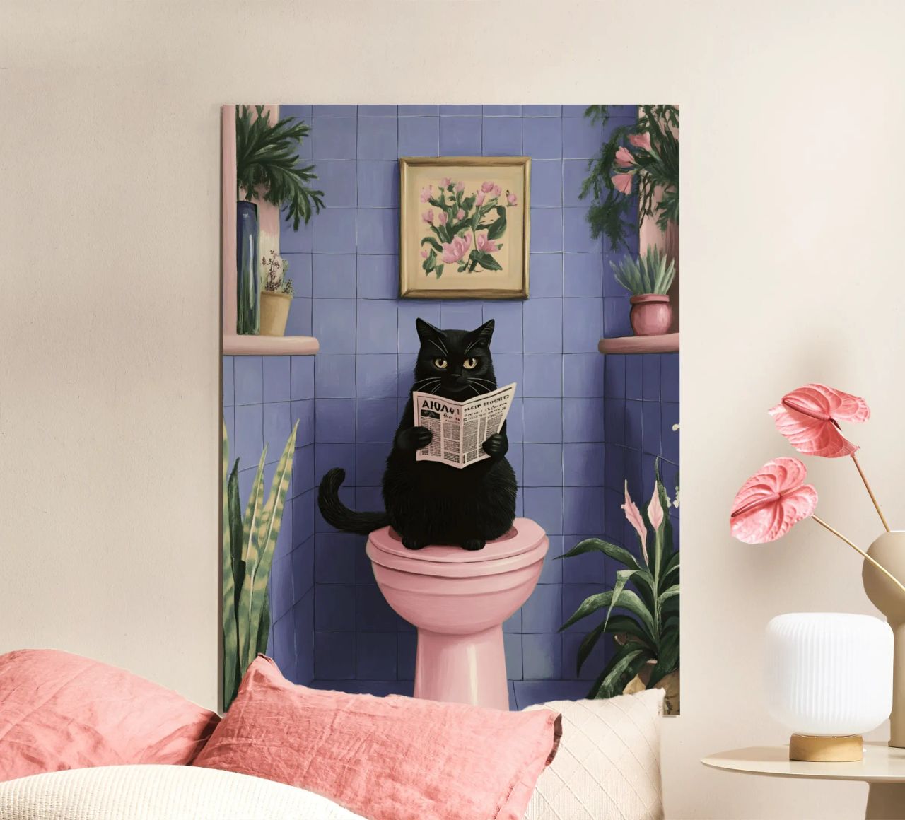 Katze auf einer Toilette Poster von catsforyou