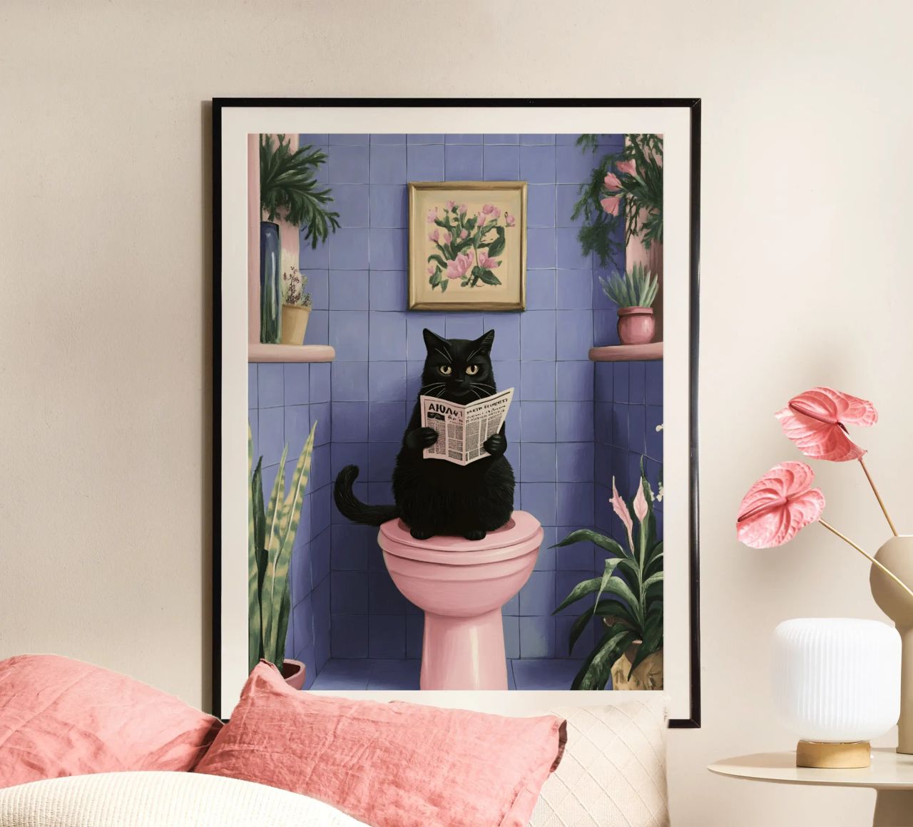 Katze auf einer Toilette Poster von catsforyou