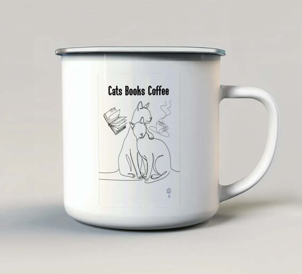 Gatti Libri Caffè tazza in smalto da catsforyou