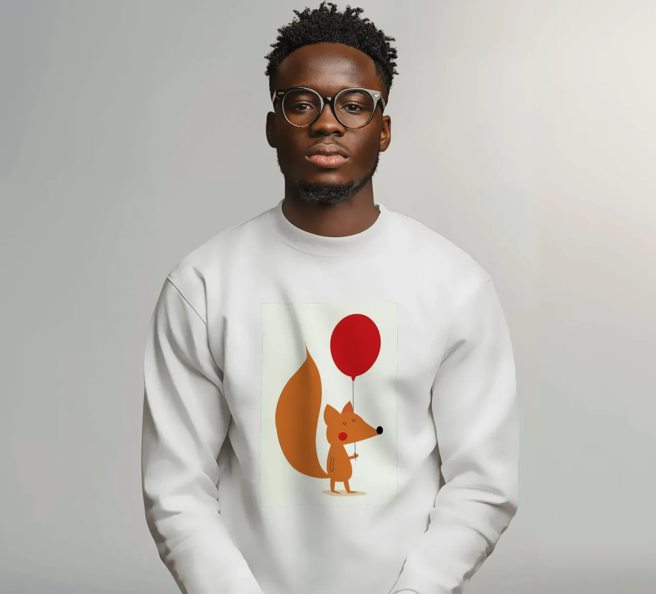 Fox with a Red Balloon sweatshirt van Karin Bijlsma