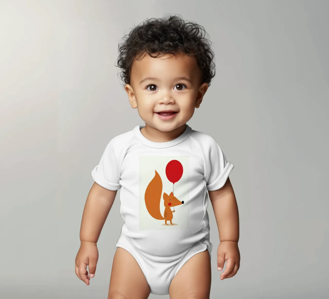 Fox with a Red Balloon body neonato maniche corte da Karin Bijlsma