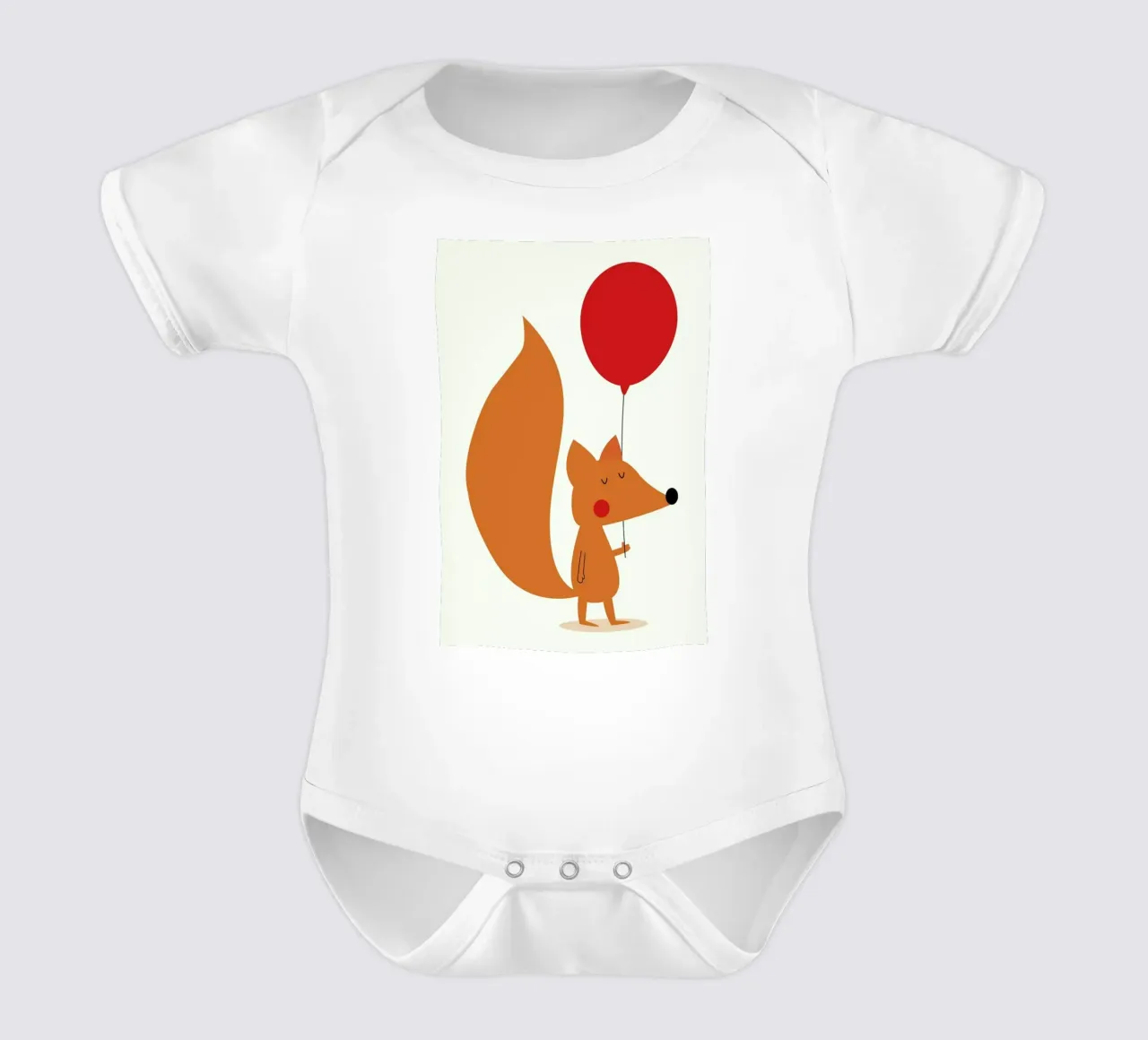 Fox with a Red Balloon body neonato maniche corte da Karin Bijlsma