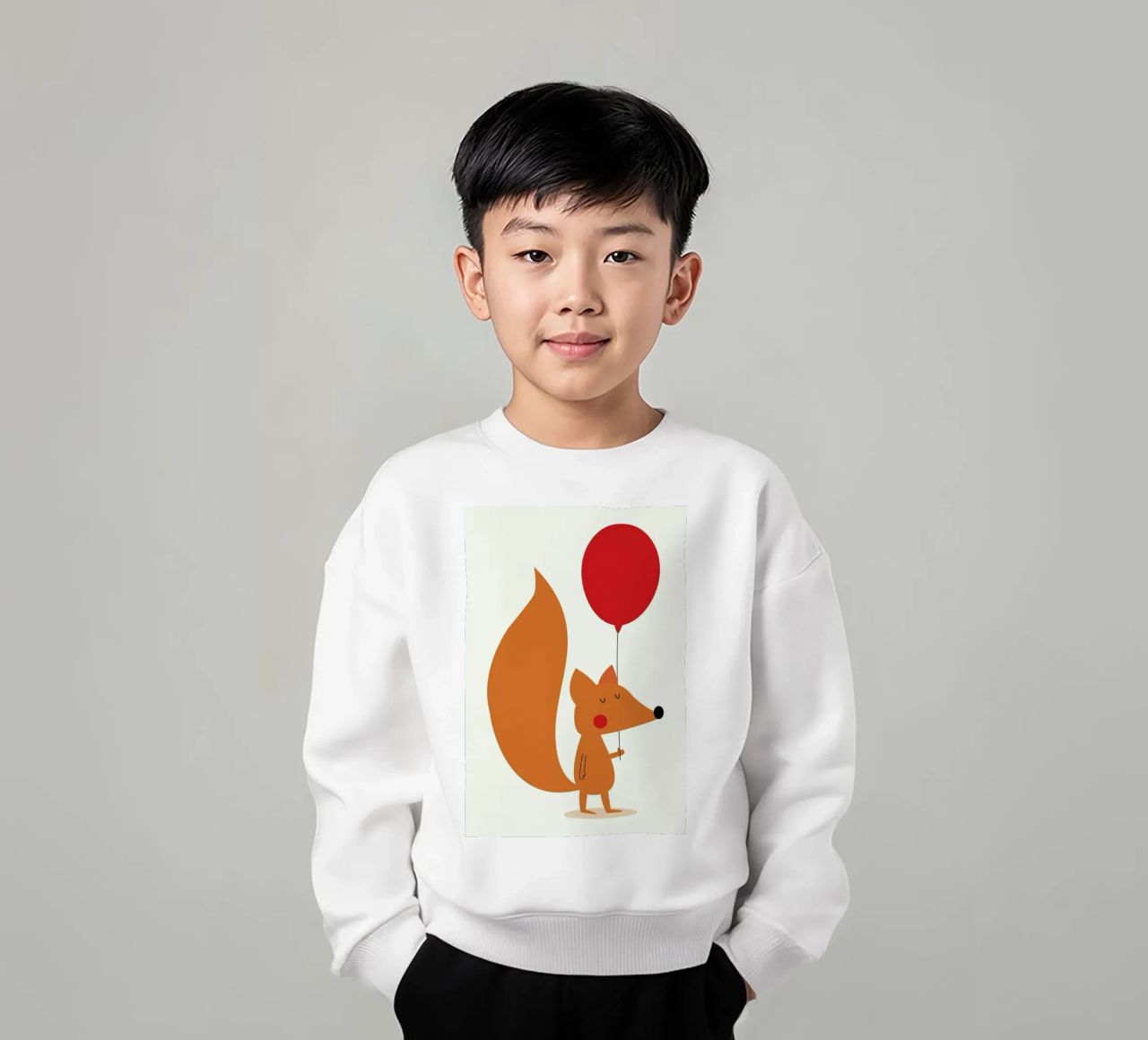 Fox with a Red Balloon felpa bambino da Karin Bijlsma
