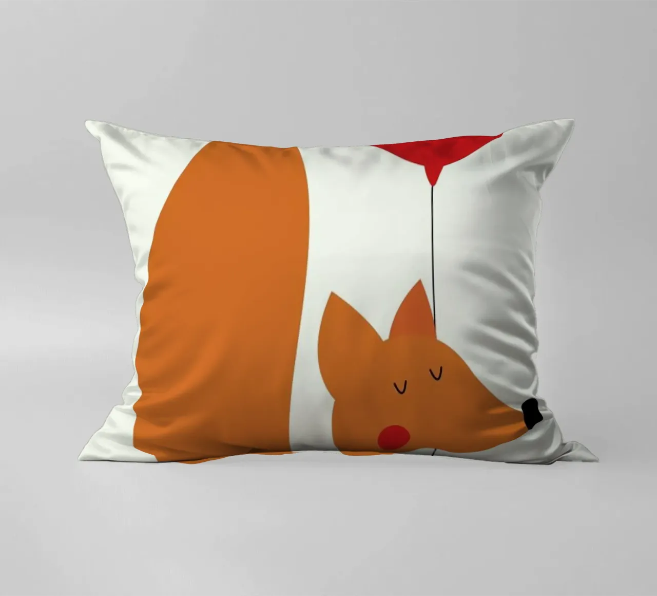 Fox with a Red Balloon Kissen von Karin Bijlsma