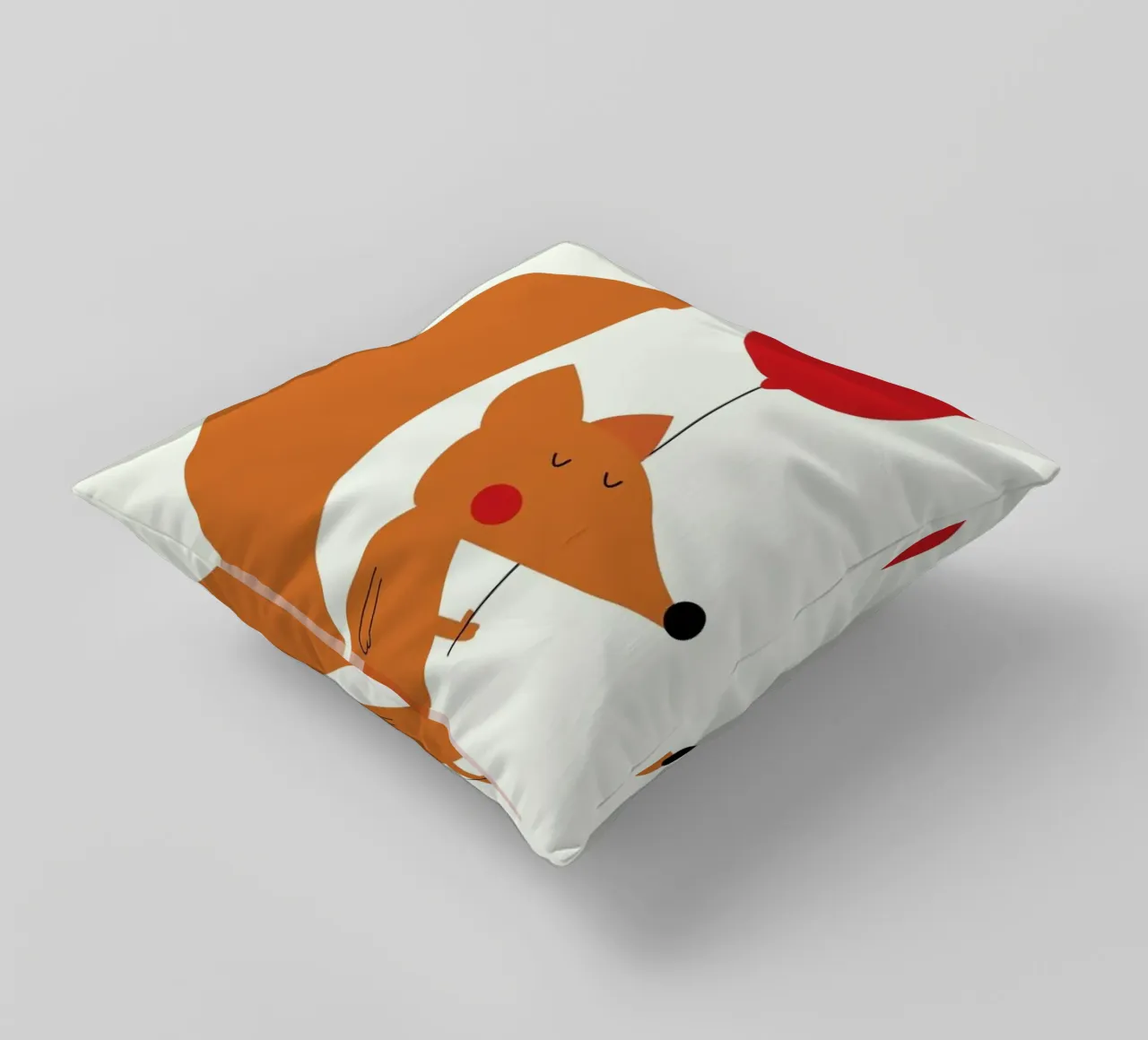 Fox with a Red Balloon cuscino da Karin Bijlsma