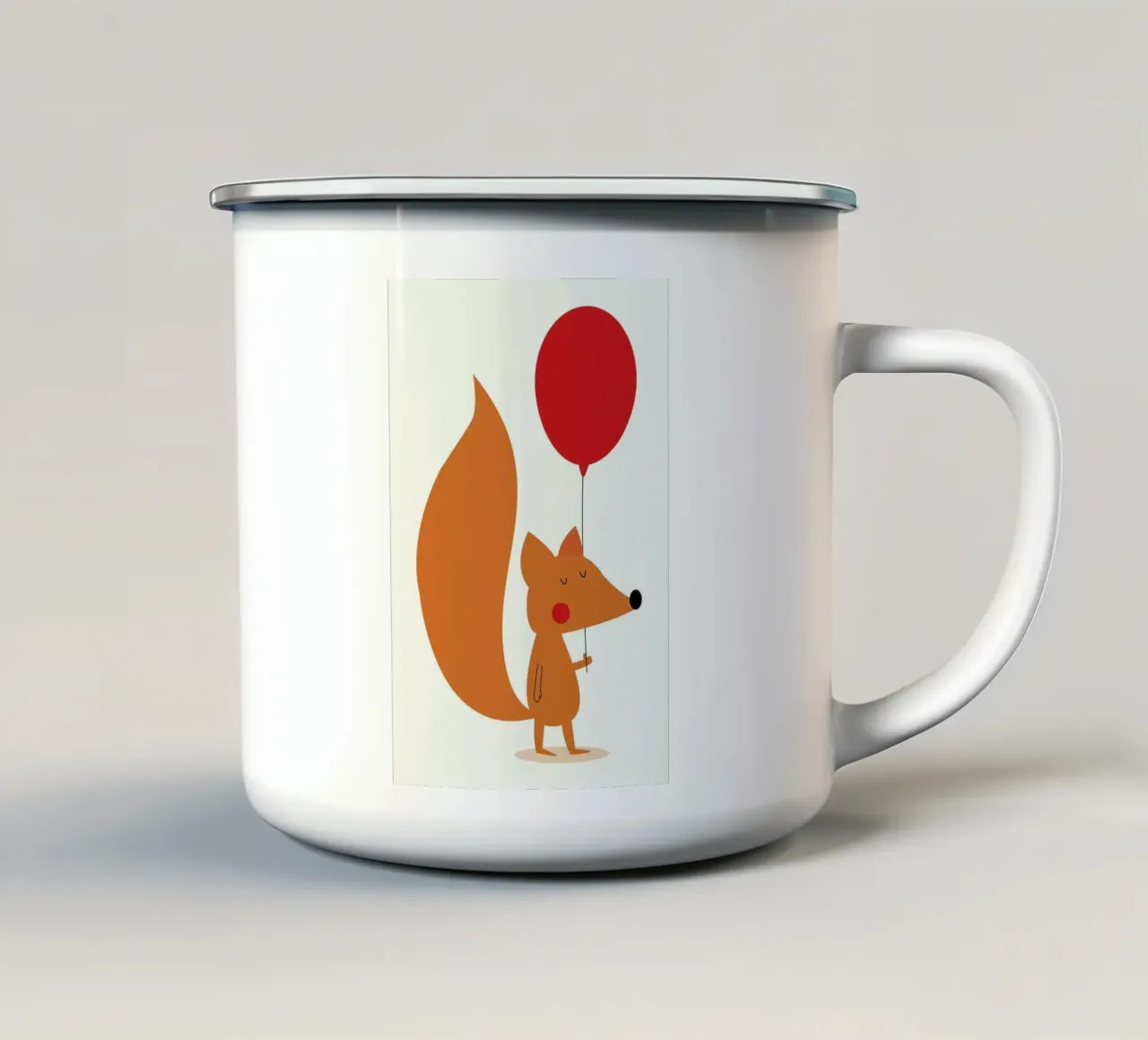 Fox with a Red Balloon emaille mok van Karin Bijlsma