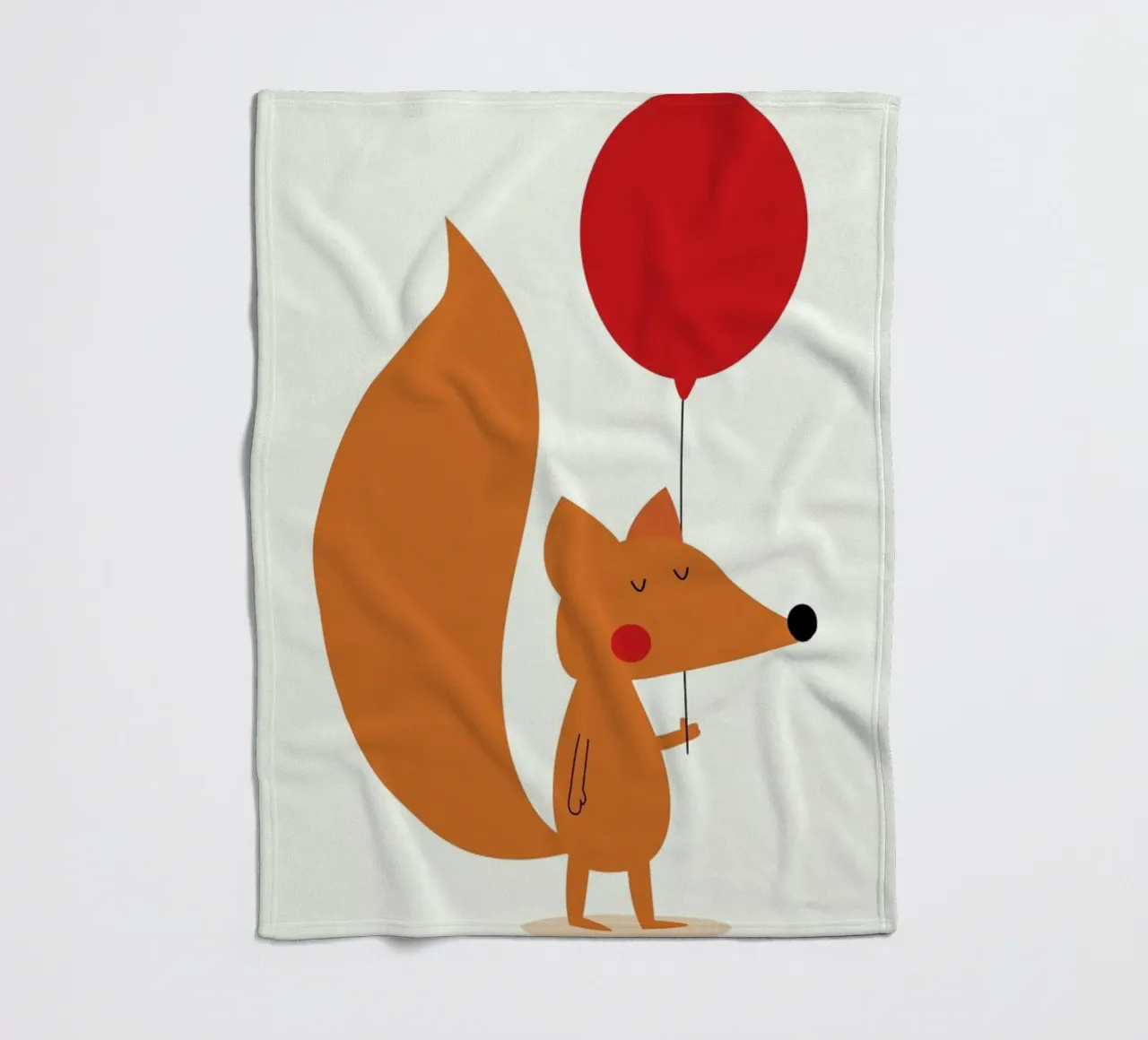 Fox with a Red Balloon coperta in pile da Karin Bijlsma