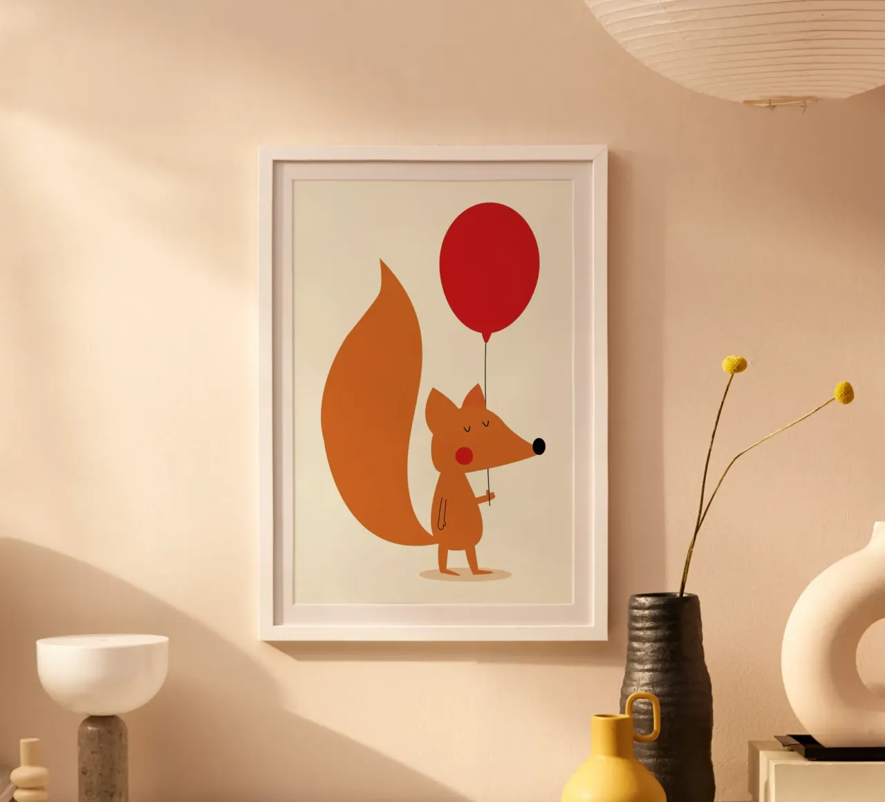 Fox with a Red Balloon carta hahnemühle da Karin Bijlsma