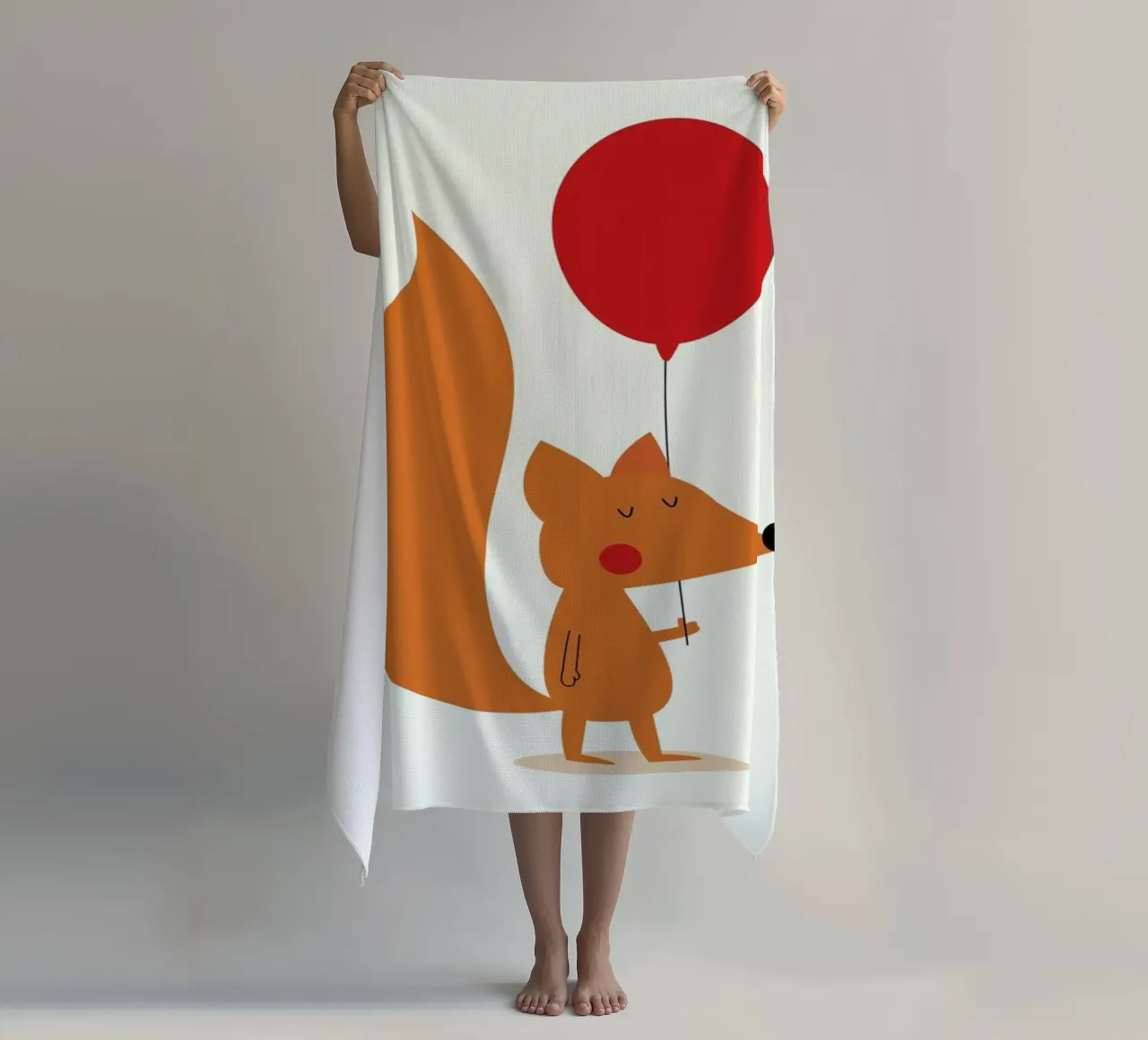 Fox with a Red Balloon toalla de playa de Karin Bijlsma