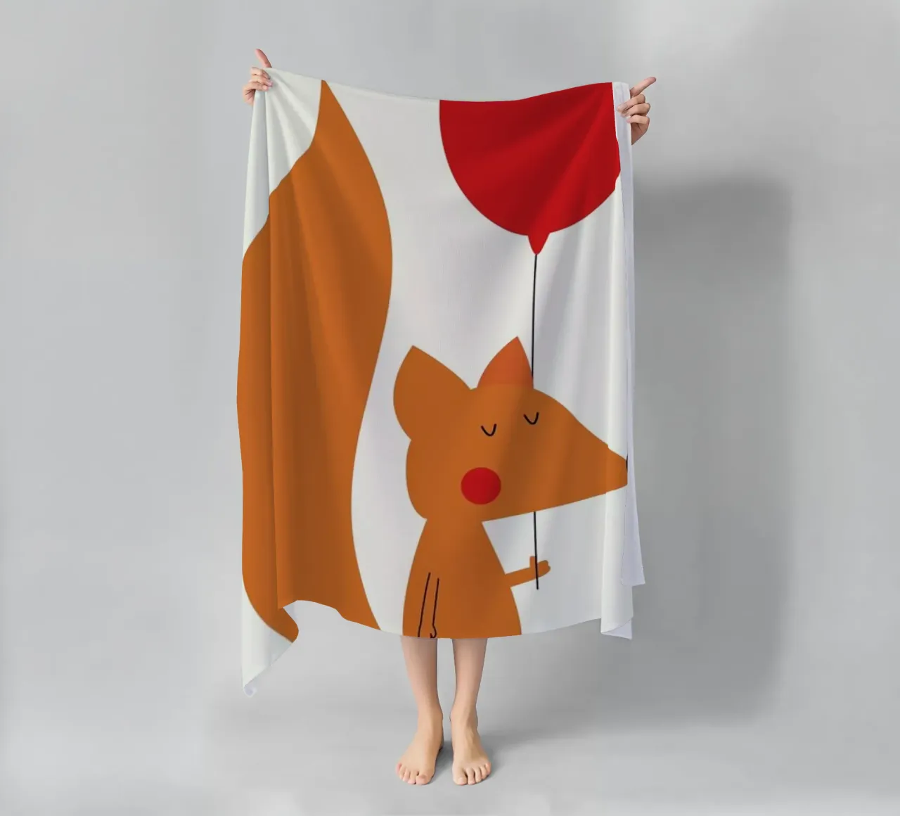 Fox with a Red Balloon toalla de playa de Karin Bijlsma