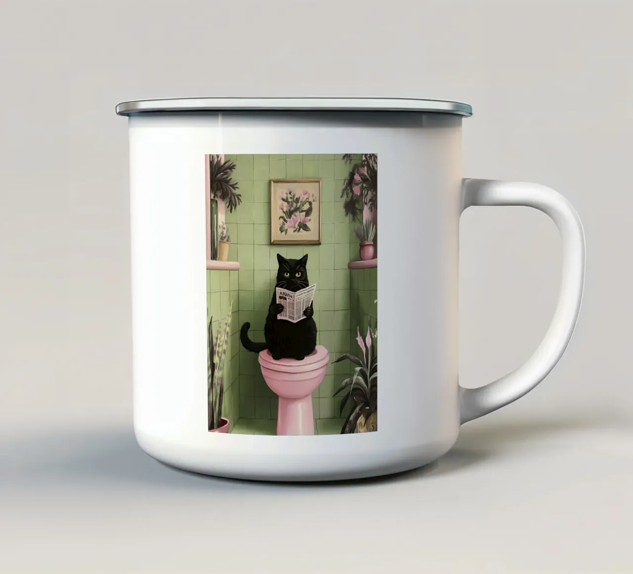 Gatto sul water tazza in smalto da catsforyou