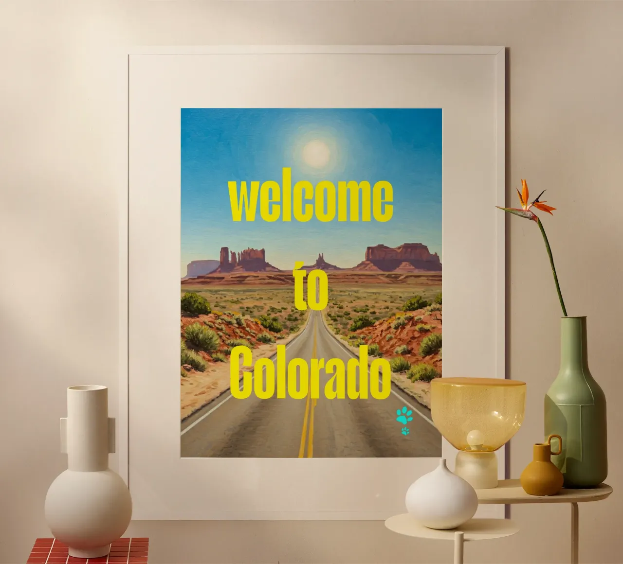 Welcome To Colorado poster con telaio in alluminio da catsforyou