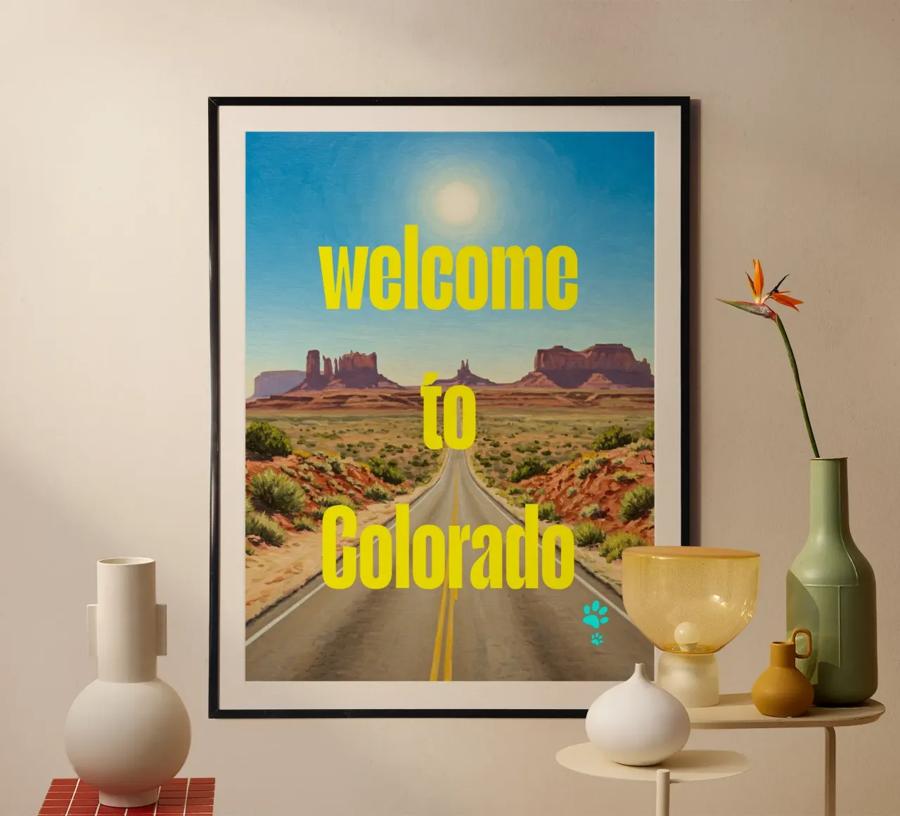 Welcome To Colorado poster con telaio in alluminio da catsforyou