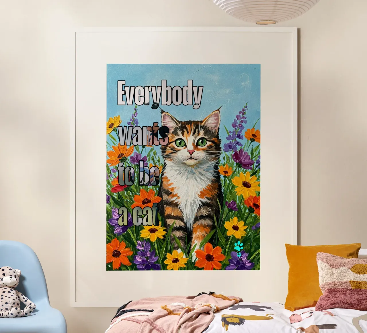 Tutti vogliono essere un gatto poster con telaio in legno da catsforyou