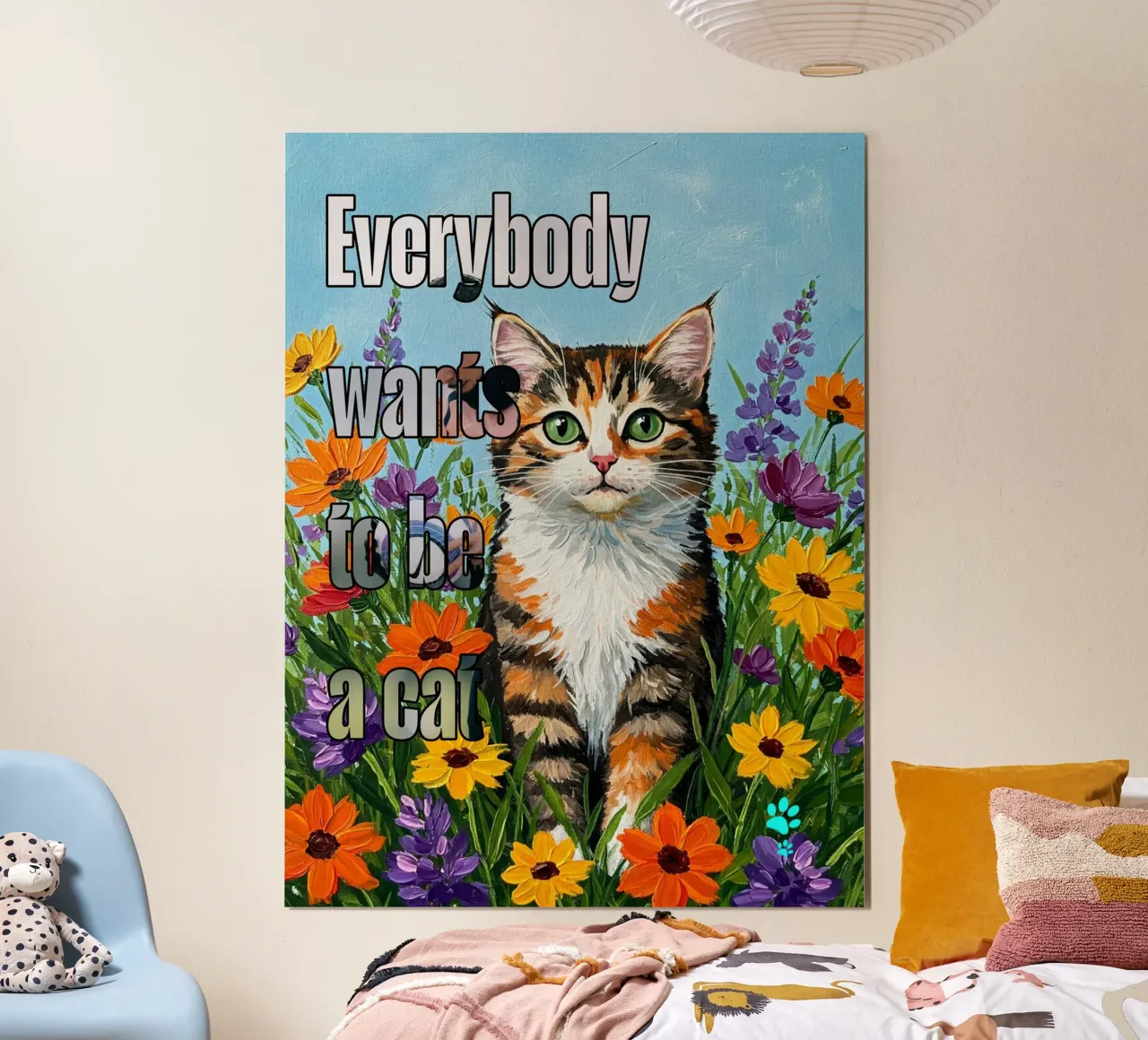 Tutti vogliono essere un gatto poster con telaio in legno da catsforyou