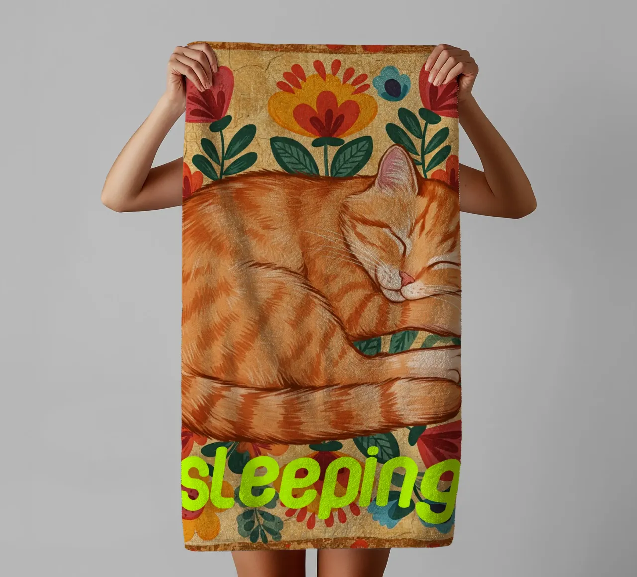 Gatto che dorme asciugamano da bagno da catsforyou