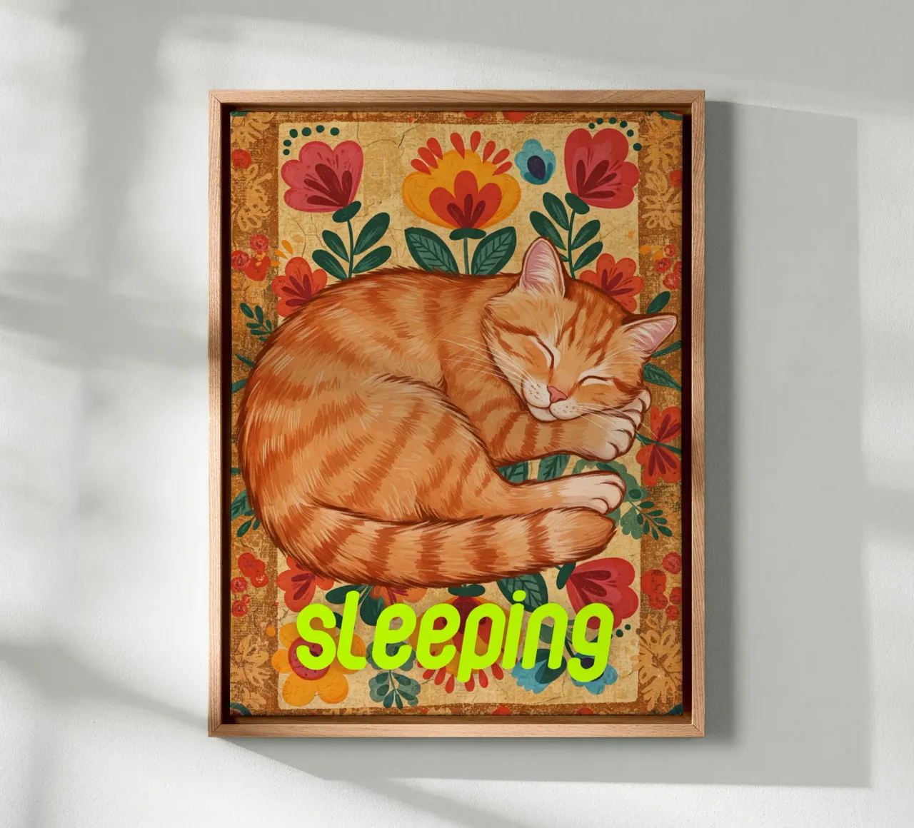 Gatto che dorme tela con Cornice a cassetta da catsforyou