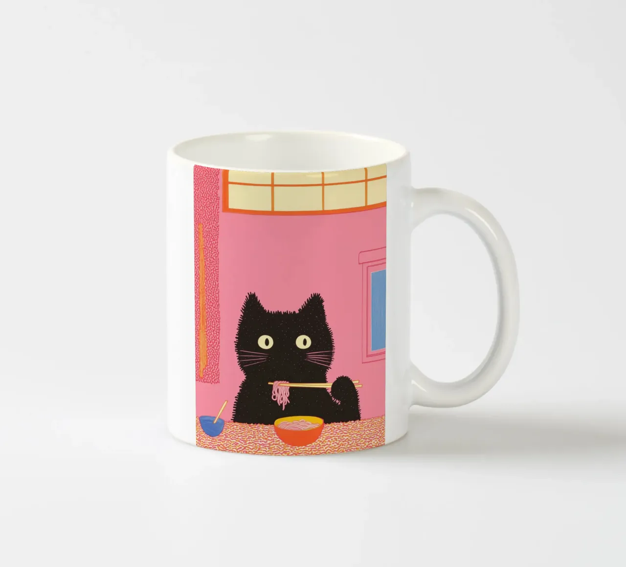 Black Cat & Ramen | Ispirazione Giappone | Cibo e cucina tazza in ceramica da Kaji
