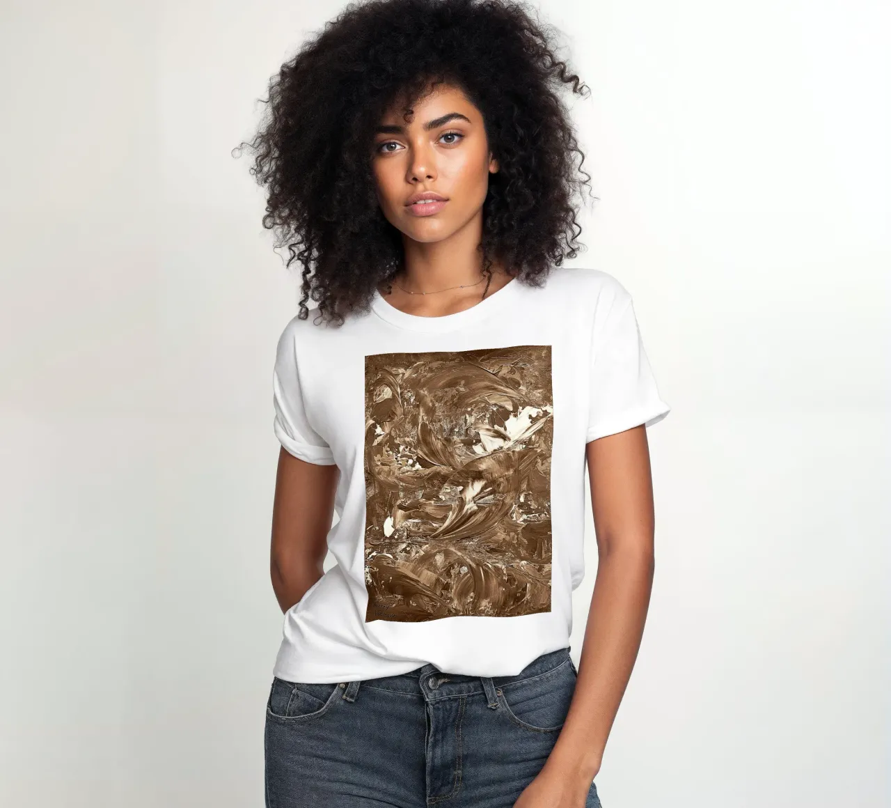 SEPIA 28 women's fitted t-shirt by Thierry Vobmann Abstract painting