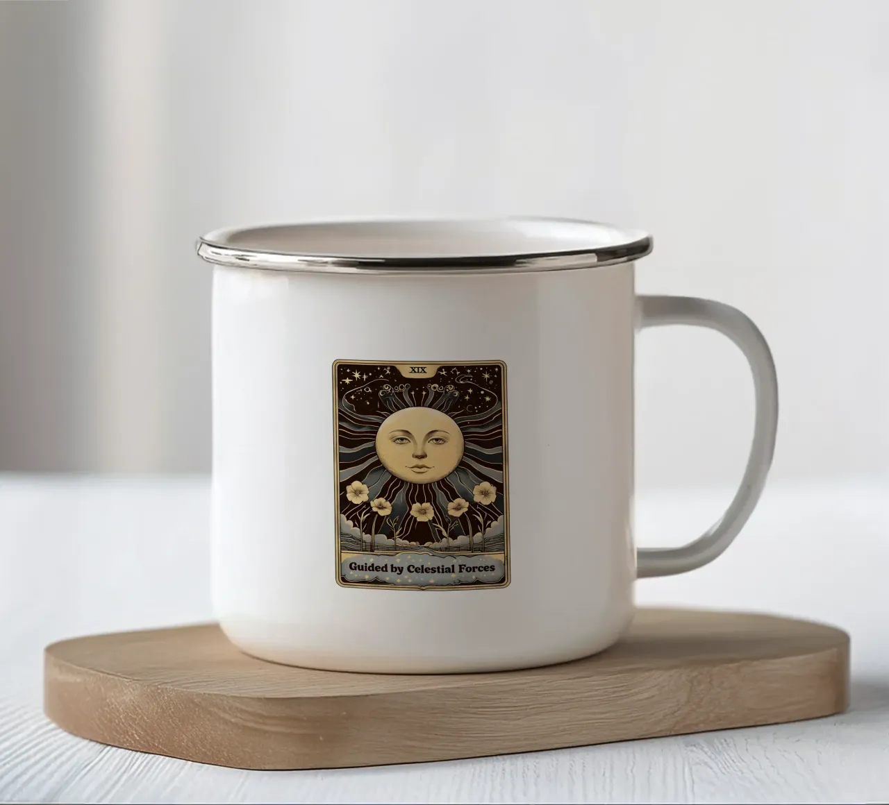 Guidato dalle forze celesti Vintage tazza in smalto da RETRO VINTAGE EDITION
